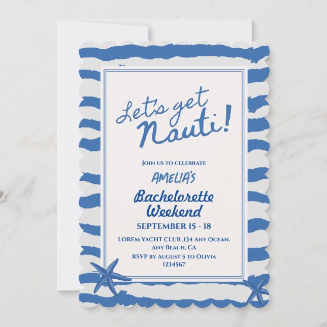 Lasst uns Nauti Bachelorette Weekend bekommen Einladung (Vorderseite)