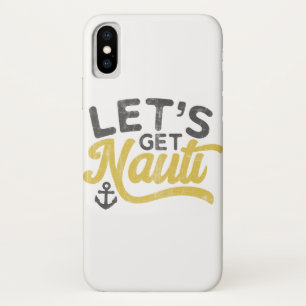 Lasst uns Nauti Nautical Vintage Type Grau Gelb be Case-Mate iPhone Hülle
