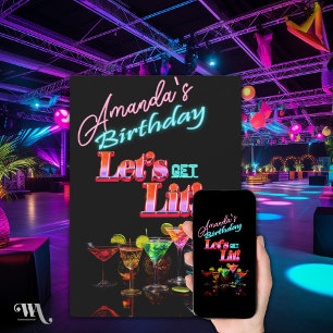 Lasst uns Neon-Cocktail-Geburtstag feiern Einladung