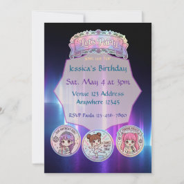 Lasst uns Neon KPOP Ästhetik Geburtstag feiern Einladung