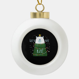 Lasst uns Niedlich Bären Weihnachten Pajamas bekom Keramik Kugel-Ornament