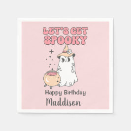 Lasst uns Niedlichen Groovy Halloween Geburtstag v Serviette