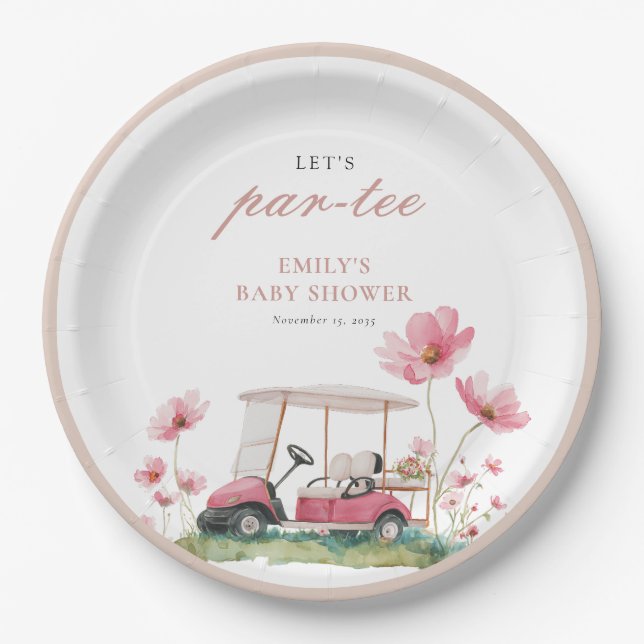 Lasst uns Par-tee Golf-Baby-Party Papierplatte Pappteller (Vorderseite)