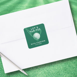 Lasst uns Par-tee Golf-Thema Geburtstag Grün Quadratischer Aufkleber