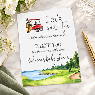 Lasst uns Par Tee Party Roter Golfwagen Baby Showe Dankeskarte