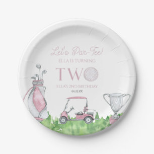 Lasst uns Par-Tee Pink Golf 2. Geburtstagsfeier Pappteller