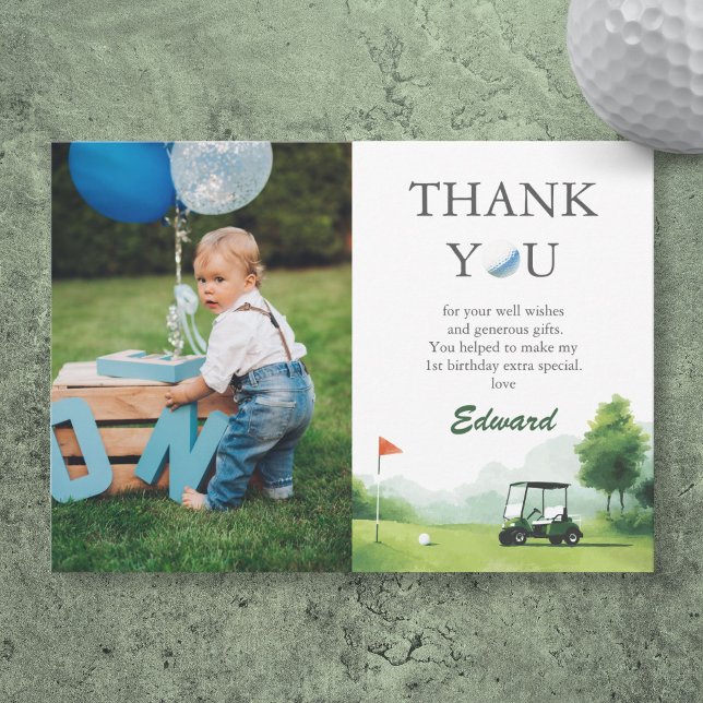Lasst uns Par-Tee Wasserfarben-Golf-Buggy-Geburtst Dankeskarte (Let's Par-Tee Watercolor Golf Buggy Birthday Thank You Card)