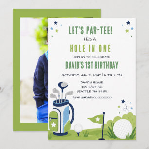 Lasst uns Partee Hole in One Golf Foto Geburtstag  Einladung