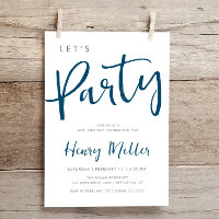 Lasst uns Party Blau und Grau Minimalistisch Gebur