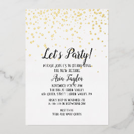 Lasst uns Party Confetti Rente Party Gold Folieneinladung