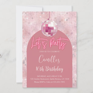 Lasst uns Party Disco Ball Geburtstag Einladung