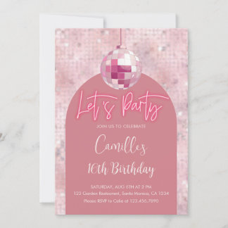 Lasst uns Party Disco Ball Geburtstag Einladung