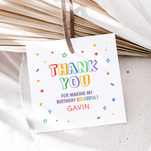 Lasst uns Party farbenfrohe Geburtstagsparty Squar Geschenkanhänger