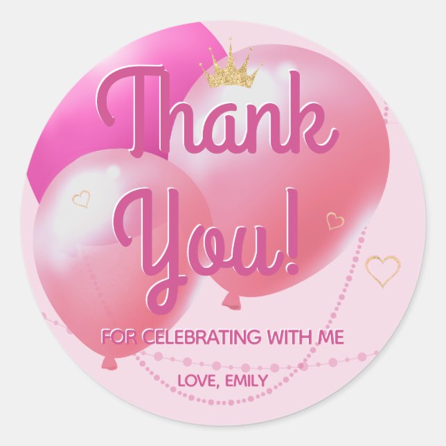 Lasst uns Party Glam Pink danken Runder Aufkleber (Vorderseite)