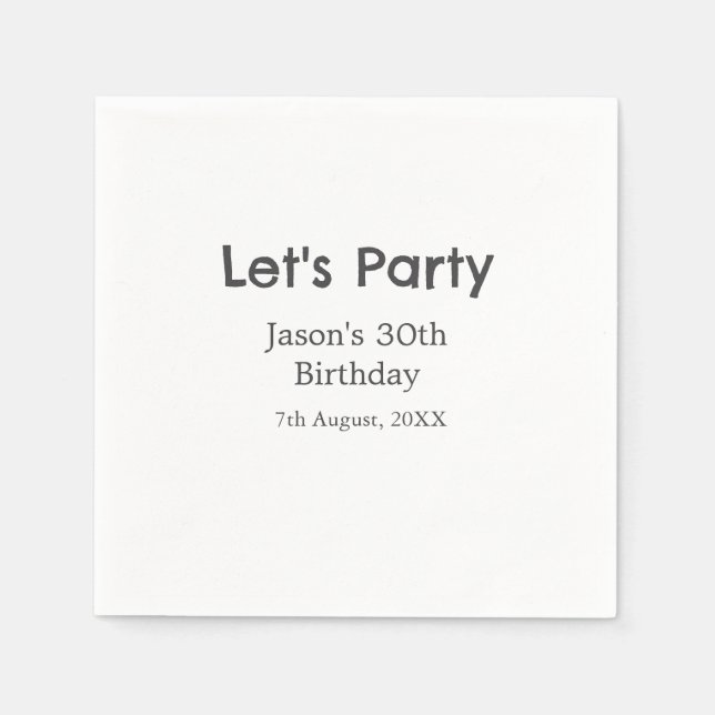 Lasst uns Party glücklich 30. Geburtstag, einfache Serviette (Vorderseite)