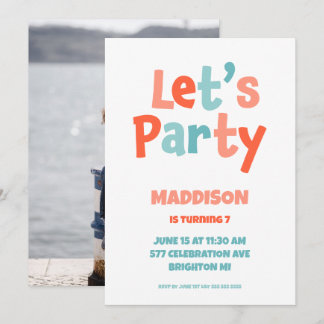 Lasst uns Party Kindergeburtstag Party Einladung