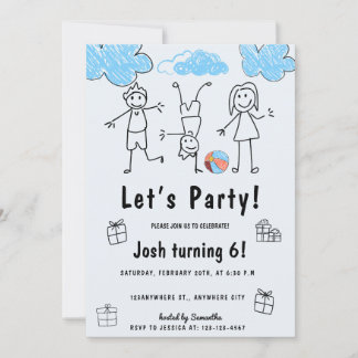 Lasst uns Party Kindergeburtstag Party Einladung