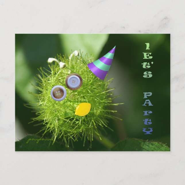 Lasst uns Party machen! Einladungspostkarte (Vorderseite)