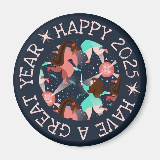 Lasst uns Party machen! Neujahrsmagnet Magnet (Vorne)