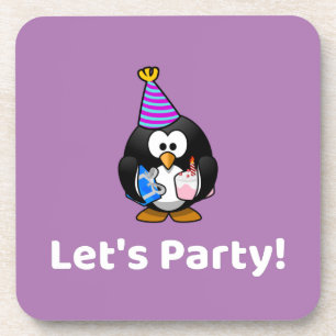 Lasst uns Party machen! Penguin Funny Birthday Par Getränkeuntersetzer