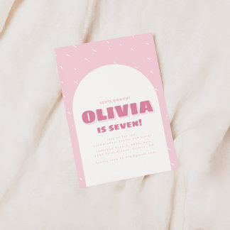 Lasst uns Party Pink Confetti zum Geburtstag einla Einladung