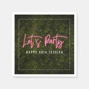 Lasst uns Party Pink Neon Boxwood Geburtstag  Serviette