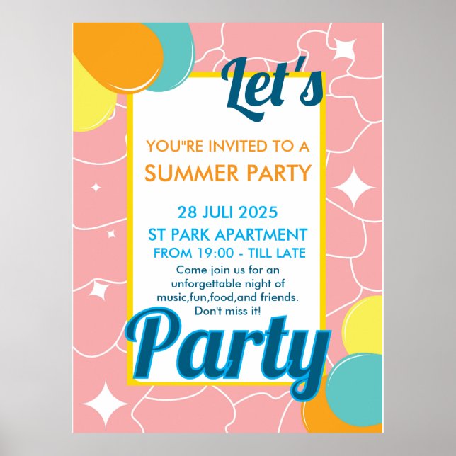 Lasst uns Party Poster (Vorne)