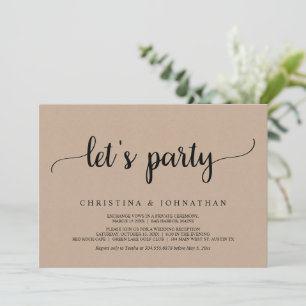 Lasst uns Party, Rustikal Brown Kraft Elopement Pa Einladung