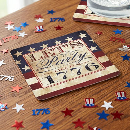 Lasst uns Party wie 1776 machen | Vintager 4. Juli Rechteckiger Pappuntersetzer