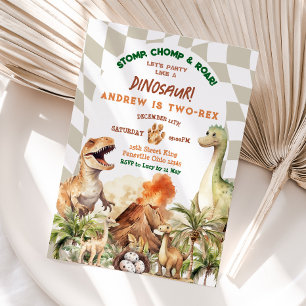 Lasst uns Party wie Dinosaurier Vintager Geburtsta Einladung