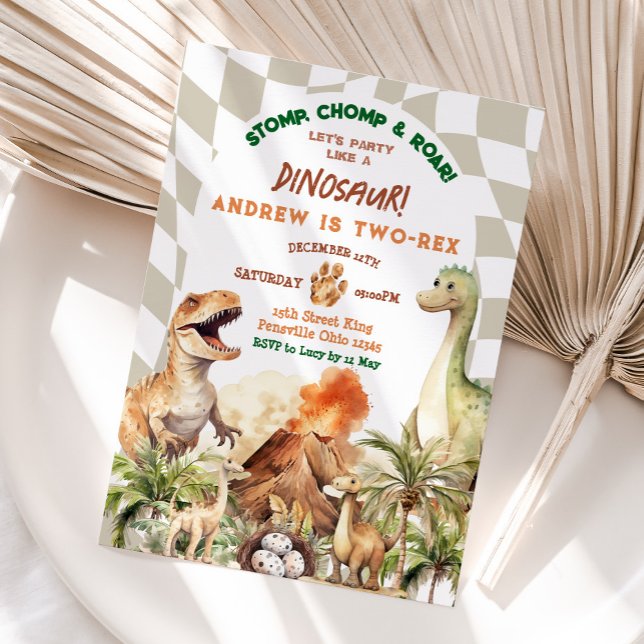 Lasst uns Party wie Dinosaurier Vintager Geburtsta Einladung (Von Creator hochgeladen)