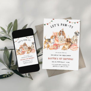 Lasst uns Paw-ty Geburtstagsparty von Welpen Einladung