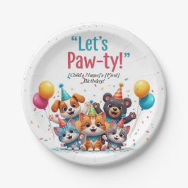 "Lasst uns Paw-ty!" Kinder zum Geburtstag Pappteller