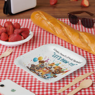 Lasst uns Paw-ty!" Kinder zum Geburtstag Pappteller