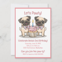 Lasst uns Pawty Birthday Mops Hunde Cupcake