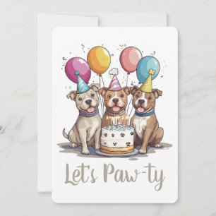 Lasst uns Pawty Birthday Pit Bull Hunde Einladung