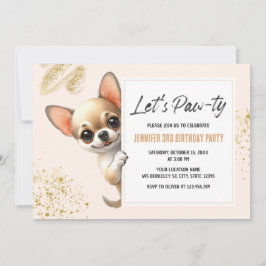 Lasst uns Pawty Chihuahua Hund zum Geburtstag einl Einladung