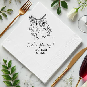 Lasst uns Pawty Custom Cat Gezeichnet Cocktail Hoc Serviette