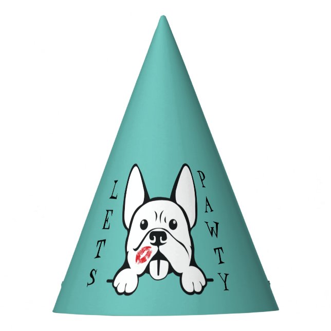 Lasst uns Pawty French Bulldog Paper Party Hats Partyhütchen (Vorderseite)