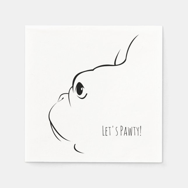 Lasst uns Pawty French Bulldog Silhouette Napkins Serviette (Vorderseite)