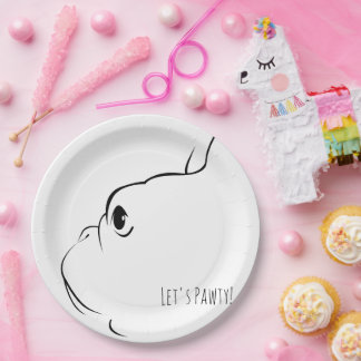 Lasst uns Pawty French Bulldog Silhouette Paper Te Pappteller