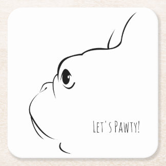 Lasst uns Pawty French Bulldog Silhouette Unterset Rechteckiger Pappuntersetzer