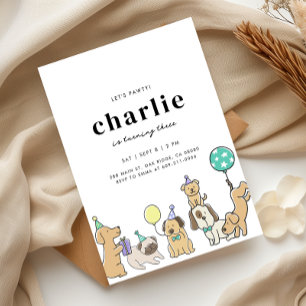 Lasst uns Pawty Hund zum Geburtstag einladen Einladung