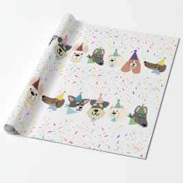 Lasst uns Pawty, Party Hunde Confetti Geburtstag. Geschenkpapier