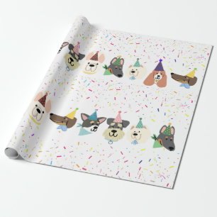 Lasst uns Pawty, Party Hunde Confetti Geburtstag. Geschenkpapier