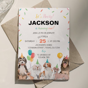 Lasst uns Pawty Welpe Hund zum Geburtstag einladen Einladung