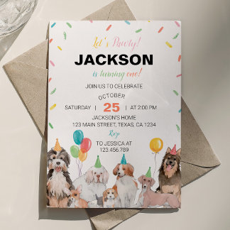 Lasst uns Pawty Welpe Hund zum Geburtstag einladen Einladung