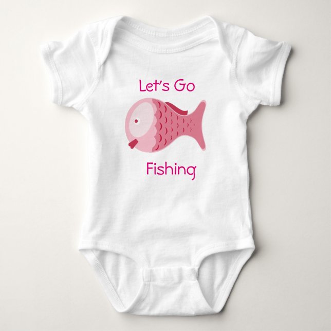 Lasst uns Pink Baby One Piece T-Shirt fischen Strampler (Vorderseite)