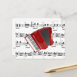 Lasst uns Polka tanzen, rotes Akkordeon, Postkarte