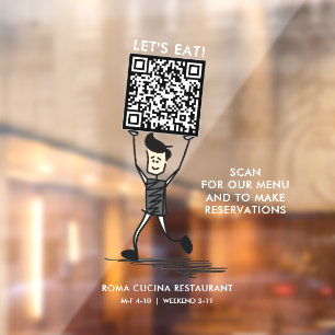 Lasst uns QR-Code essen Fensteraufkleber